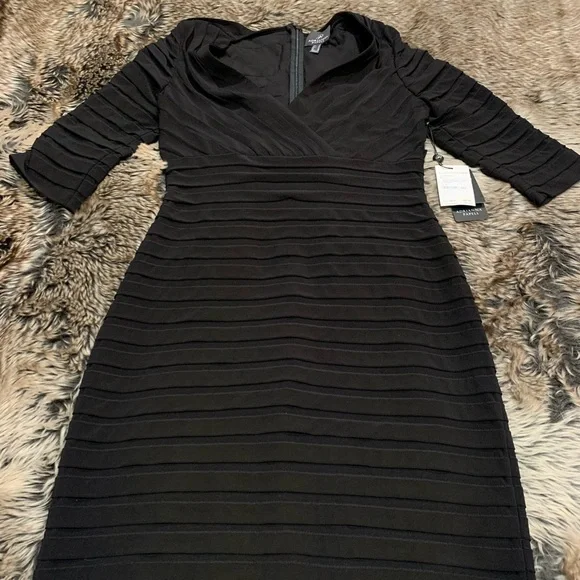 open lace back dress Adrianna Papell Illusion-Sleeve Sheath Dress